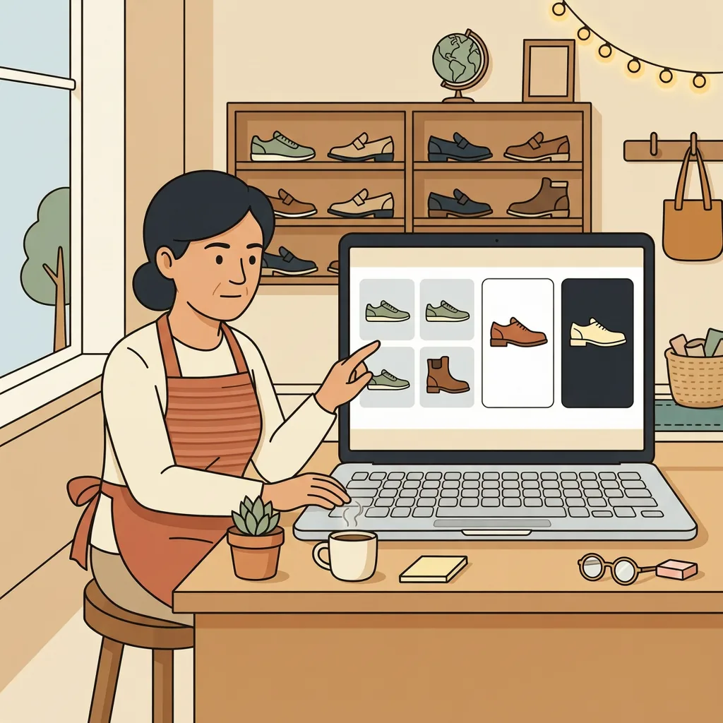 kiểm tra viền và chi tiết của bộ 9 ảnh giày trước khi đăng