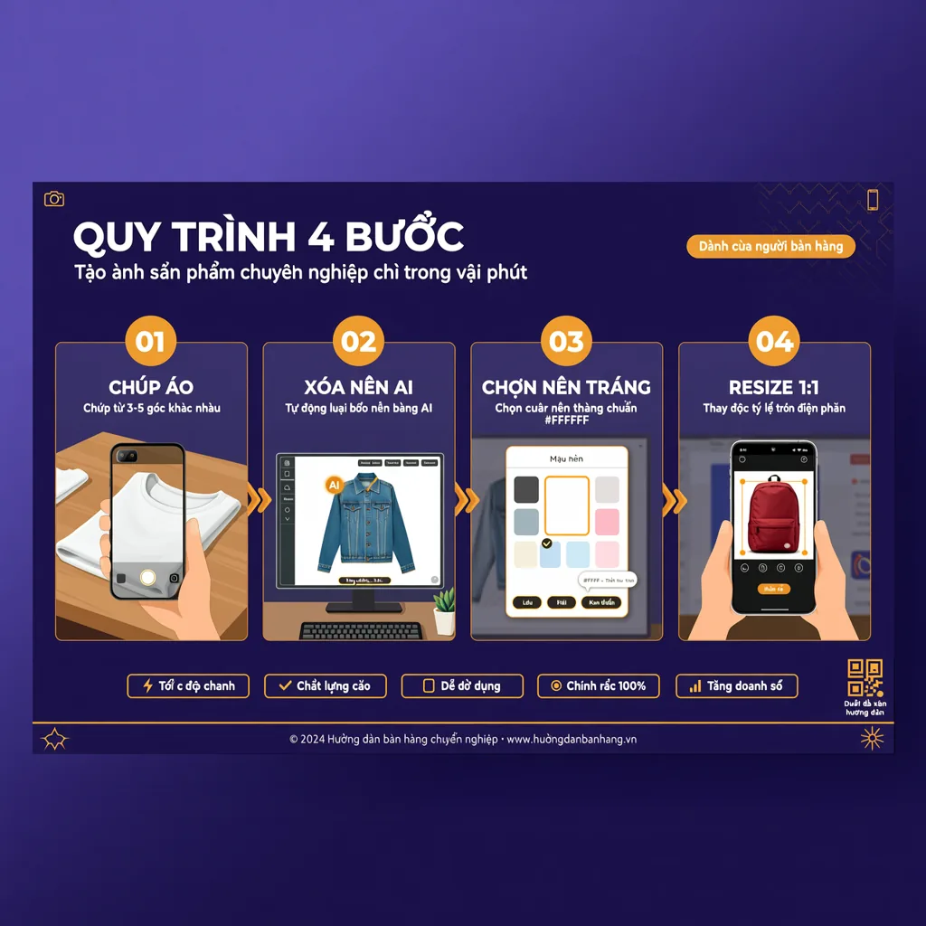 quy trình 10 phút hoàn thiện ảnh quần áo cho listing