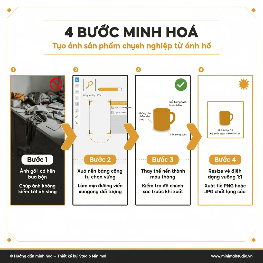quy trình 4 bước làm ảnh chuẩn Shopee bằng AI